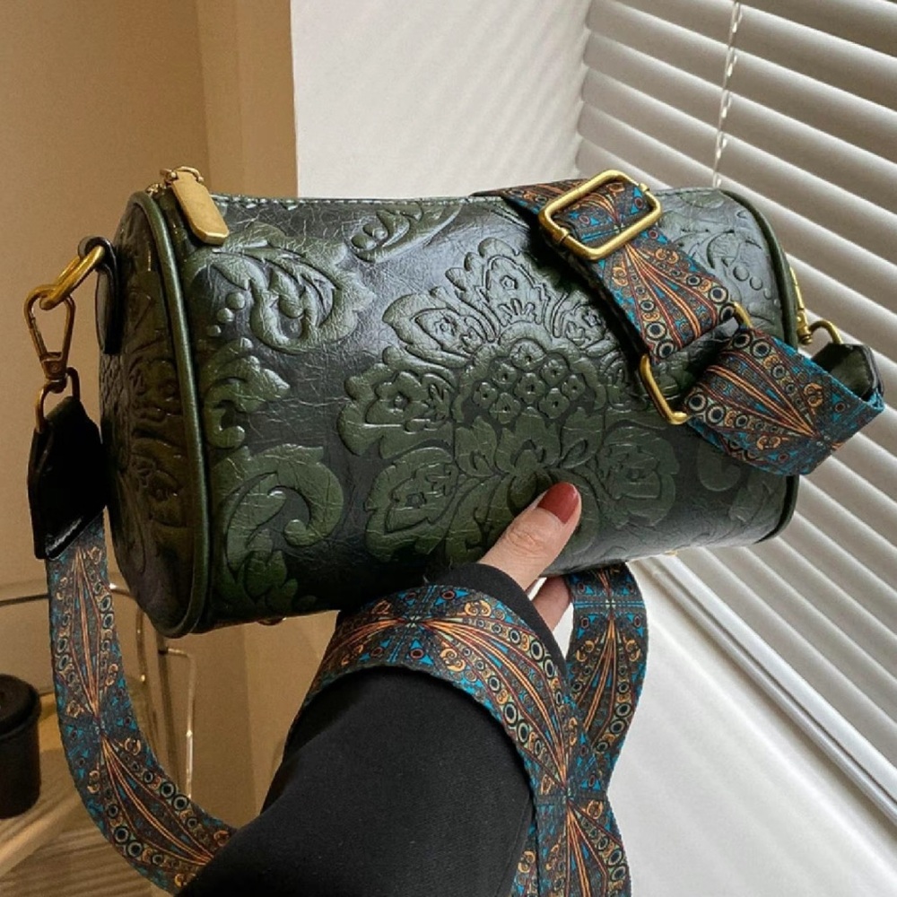 BRAND NEW: Boho Style Pattern Crossbody Bag. Color: Green